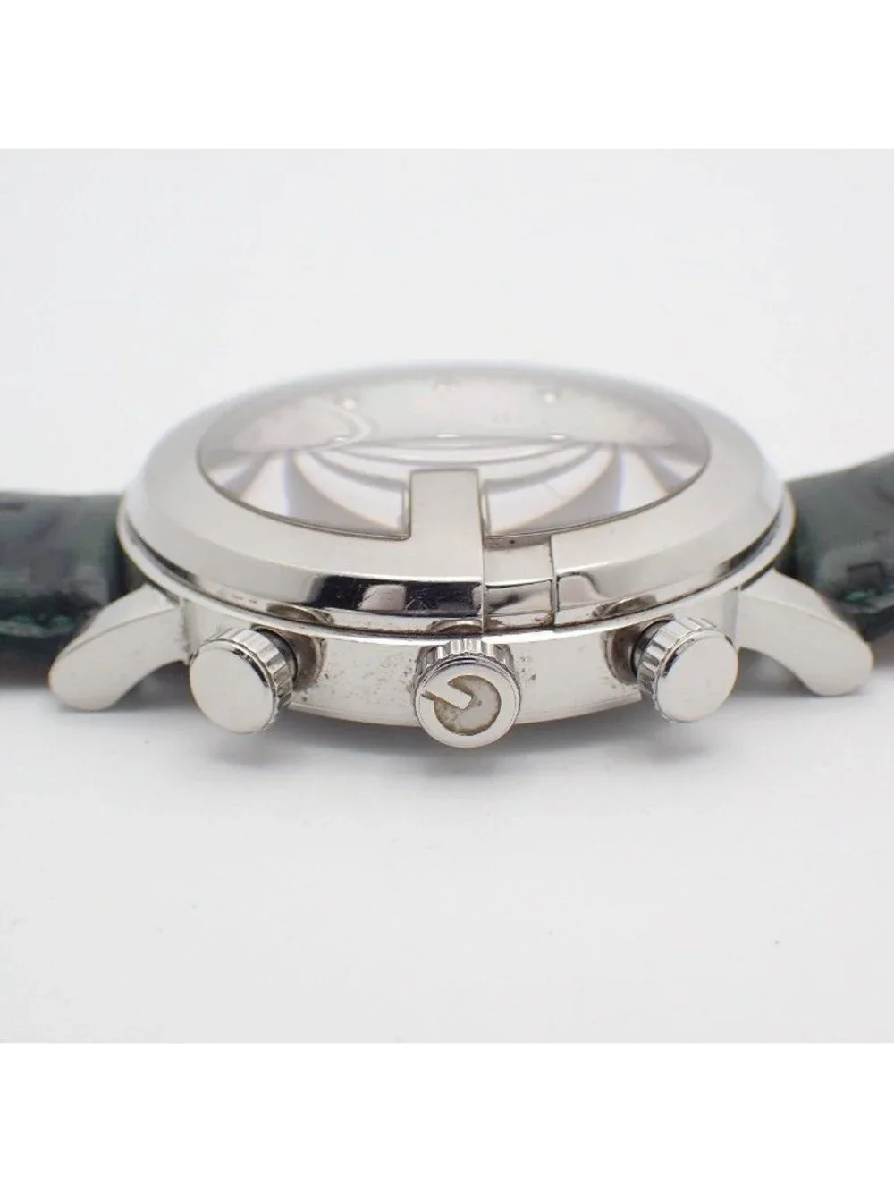 Gucci Chrono Chronograph Quartz Watch Diamond Shell Dial Leather Pawn